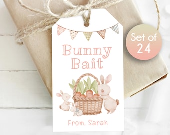 Happy Easter Gift Tags / Personalized Easter Bunny Bait Tags / Personalized Bunny Bait Tags / Tag for Cute Bunny Easter / 1.75" x 3"