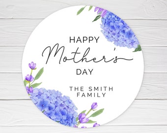 BOGO / Blue Hydrangea Mothers Day Stickers / Mothers Day Stickers Personalized / Personalized Mothers Day Label / Mother Day Stickers