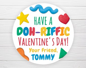 BOGO / Doh-riffic Custom Valentine Sticker / DOH riffic Valentines Label / Personalized Valentine Label with Doh / Valentine Doh Stickers