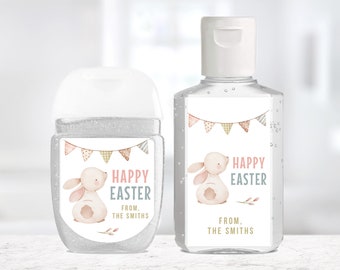 Custom Hand Sanitizer Labels / Labels Only / 2 Sizes / Custom Labels / Custom Hand Sanitizer Happy Easter Bunny Design / Easter Sanitizer