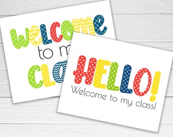 Welcome To My Class and Welcome to OUR Class Teacher Postcards / 2 Bright Designs / Printable HELLO Postcard / Back to School Postcards