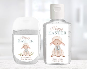 Custom Hand Sanitizer Labels / 2 Sizes / Custom Stickers / Custom Hand Sanitizer Happy Easter Baby Lamb / Easter Sanitizer