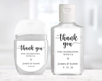 Wedding Thank You Hand Sanitizer Labels / Labels Only / 2 Sizes / Custom Labels / Custom Hand Sanitizer for Wedding or Shower