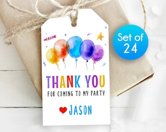 Thank You Birthday Gift Tags / Personalized Birthday Balloon Tags / Personalized Tags / Tag for Birthday Thank You / 1.75" x 3"