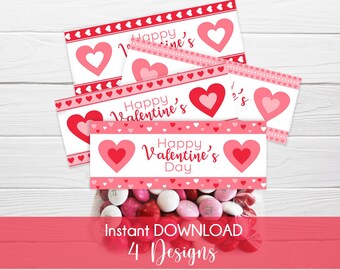 Valentine Bag Topper / Card Topper for Valentines / Valentine Printable Bag Topper / 4 Designs Included / Fits sandwich-sized bags