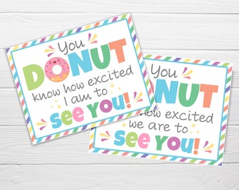 2 Designs / Teacher Back to School Postcard / You Donut know how excited I am (We Are) to SEE YOU / Back to School Printable