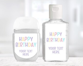 Happy Birthday Sanitizer Sticker / Pink Purple Sanitizer / Girls Birthday Sanitizer / Custom Sanitizer Birthday