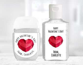 Geometric Heart Valentine Sanitizer Sticker / Valentine's Day Sanitizer / Heart Valentine Sanitizer / Custom Sanitizer Valentine