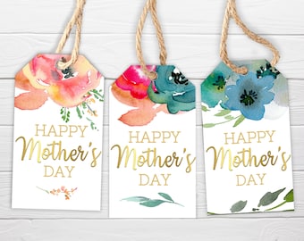 Etichette regalo per la festa della mamma / 3 stili / Fiori luminosi per la felice festa della mamma / Etichette per la mamma stampabili / Download istantaneo / Festa della mamma stampabili