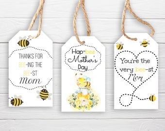 Mother's Day Gift Tag with Bees / 3 Styles / Mother's Day Bee Tags / Mom Tags Printable Bees / Download / Mothers Day Printable