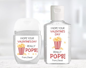 Valentine POPS Popcorn Sanitizer Sticker / Hope Your Valentine Pops / Popcorn Valentine Sanitizer / Custom Sanitizer Valentine
