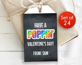 Set of 24 / Hope Your Valentine POPS Gift Tags / Personalized Tags / Valentine Poppin Toy Tag / 1.75" x 3"