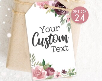 Custom Wedding Gift Tags / Personalized Wedding Tags / Pink Burgundy Wedding Tag / Tag for Wedding Favors / Cinnamon Rose / Set of 24
