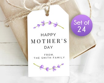 Minimalist Purple Mother's Day Gift Tags / Personalized Mothers Day Tags / Personalized Tags / Tag for Mother's Day / 1.75" x 3"