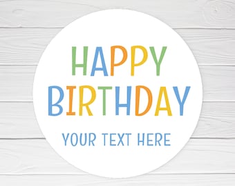 BOGO / Birthday Stickers / Happy Birthday Stickers Personalized / Personalized Birthday Label / Blue and Orange Stickers