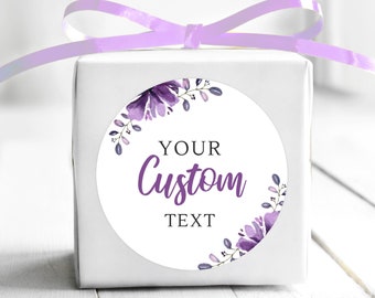 BOGO / Purple Floral Stickers / Mothers Day Stickers Purple Flower Personalized / Personalized Mothers Day Sticker / Purple Wedding