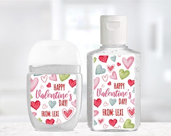 Vintage Hearts Valentine Sanitizer Sticker / Valentine's Day Sanitizer / Heart Valentine Sanitizer / Custom Sanitizer Valentine