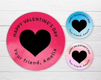 Valentines Day Custom Labels / Watercolor Designs / Personalized Valentine Stickers / Kids Valentines Stickers / Custom Label