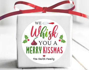 BOGO / Custom Christmas Whisk Stickers / Personalized Christmas Whisk Labels / 3 Sizes / Christmas Whisk Custom Stickers