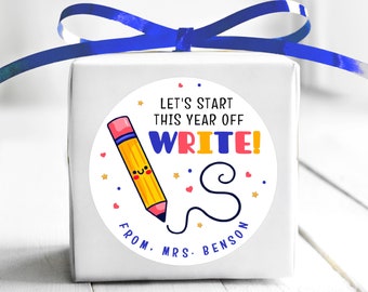 BOGO / Let's Start This Year Off Write / School labels / Personalized sticker First Day of School / Custom School Labels