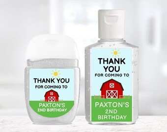 Custom Hand Sanitizer Labels / Labels Only / Birthday Farm Stickers / Farm Birthday Labels / Sanitizer stickers Farm Theme