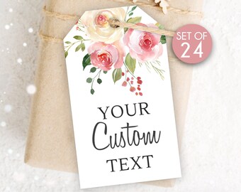 24 Tags / Custom Wedding Gift Tags / Pink and Cream Gift Tags / Personalized Tag for Weddings and Showers / Pink Cream Tag / Custom Tag