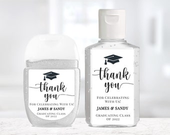 Custom Graduation Hand Sanitizer Labels / Labels Only / 2 Sizes / Custom Labels / Custom Hand Sanitizer with Graduation Thank You