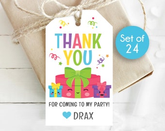 Kawaii Thank you Birthday Gift Tags / Personalized Birthday Kawaii Tags / Personalized Tags / Tag for Birthday Thank You / 1.75" x 3"