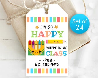Custom Gift Tags / Personalized Happy You're In My Class School Tags / Personalized School Tags / Tag for Back To School Personalized