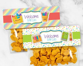 Welcome To My Class School Bag Topper Cute Crayons / Teacher Card Topper for treat bag / Cute Crayons Bag Topper / Instant Download