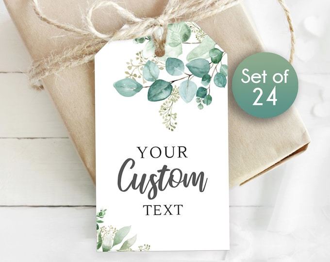 Featured listing image: Set of 24 Sage Greenery Gift Tags / Personalized Mothers Day Tags / Wedding Tags / Tag for Mother's Day / Baby Shower Tag 1.75" x 3"