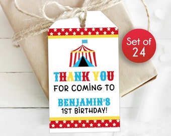 Custom Gift Tags / Personalized Circus Birthday Tags / Personalized Tags / Tag for Circus Birthday / Custom Birthday Circus / 1.75" x 3"