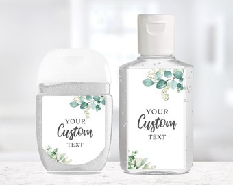 Custom Hand Sanitizer Labels / Labels Only / 2 Sizes / Custom Labels / Custom Hand Sanitizer with Sage Greenery / Baby Shower Sanitizer