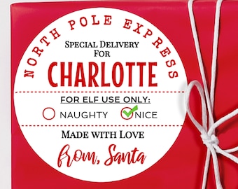 BOGO/ Custom Merry Christmas Sticker / 2 Sizes / North Pole Express / Personalized from Santa Sticker / Special Delivery