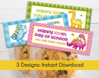 INSTANT DOWNLOAD / Dinosaurs Set of 3 Designs / Custom School Bag Toppers / 100th Day of School / You are Dino-Mite School Bag Topper