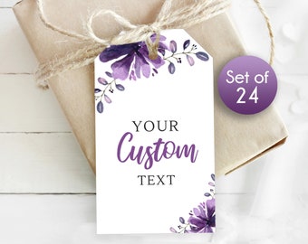 Set of 24 Purple Floral Gift Tags / Personalized Mothers Day Tags / Personalized Tags / Tag for Mother's Day / 1.75" x 3"