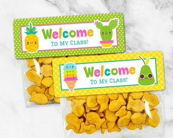Welcome To My Class School Bag Topper / Teacher Card Topper for treat bag / Printable Pineapple Bag Topper / Back to School Instant Download