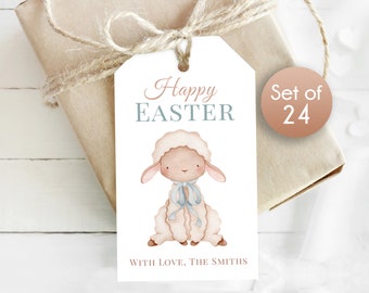 Happy Easter Gift Tags / Personalized Easter Lamb Tags / Personalized Lamb Tags / Lamb Tag for Easter / 1.75" x 3"