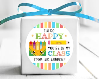 BOGO / I'm So Happy You're in My Class / School labels / Personalized sticker First Day of School / Custom School Labels