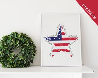 4th of July Printable Home Decor Star Flag / 8x10 Print and 5x7 Prints Included / Red, White, and Blue Decor / USA Flag Download