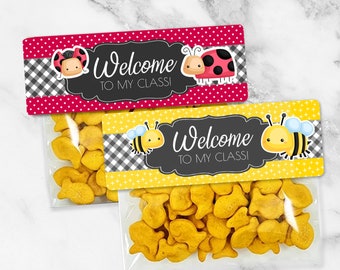 Welcome To My Class School Bag Topper / Teacher Card Topper for treat bag / Bees and Ladybugs Bag Topper / Back to School Instant Download