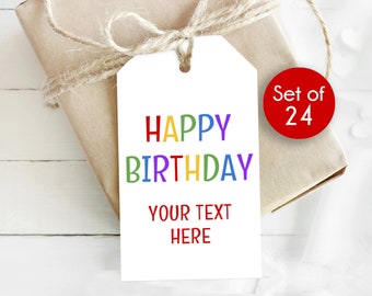 Happy Birthday Gift Tags / Personalized Birthday Rainbow Tags / Personalized Tags / Tag for Birthday / 1.75" x 3"