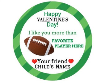 Custom Valentine Sticker / Football Sticker / Sheet of 12 / Personalized Football Label / Valentine Sport Stickers