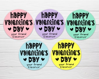 Valentines Day Custom Labels / Watercolor Designs / Personalized Valentine Stickers / Kids Valentine Stickers / Custom Label