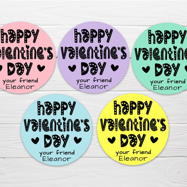 Valentines Day Custom Labels / Watercolor Designs / Personalized Valentine Stickers / Kids Valentine Stickers / Custom Label