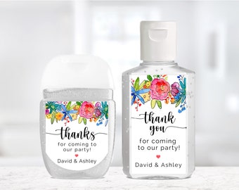 Thank You Sanitizer Stickers / Birthday Thank You Sanitizer Label / Wedding Sanitizer Label / Custom Sanitizer / Bright Floral Baby Shower