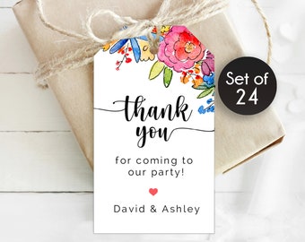 Bright Flowers Thank you Gift Tags / Personalized Birthday Tags / Personalized Wedding Tags / Tag for Birthday Thank You / 1.75" x 3"