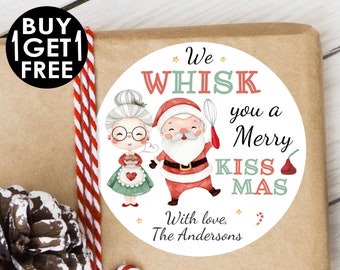 BOGO / Christmas Whisk Labels / Personalized Whisk You a Merry Kissmass Stickers / 4 Sizes / Whisk Christmas Stickers / Custom Whisk