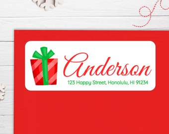 BOGO / GLOSSY Christmas Present Address Stickers / Christmas Gift Address Stickers / Custom Address / Christmas Present Address Labels