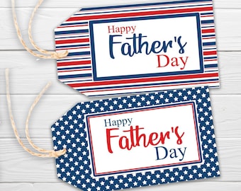 Father's Day Printable Gift Tags / Happy Fathers Day / Dad Printable Tags / Red White and Blue Printable Fathers Day / Fathers Day Tag